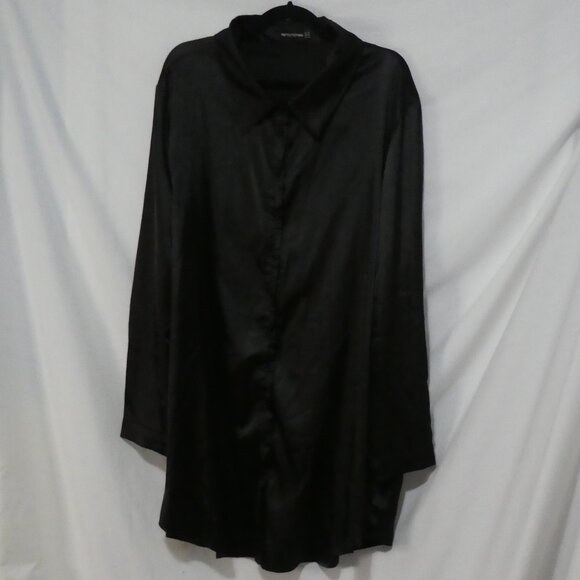 PRETTYLITTLETHING | size 18 | Elegant Black Satin Button-Up Top - Picture 2 of 14